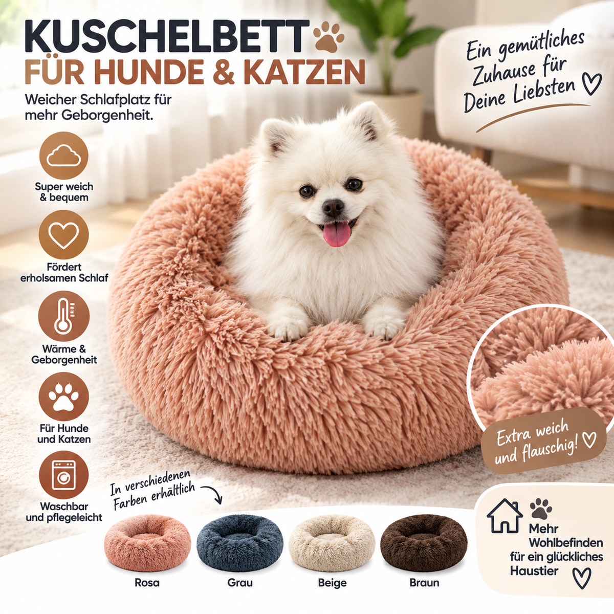 Kuschelbett für Hunde & Katzen