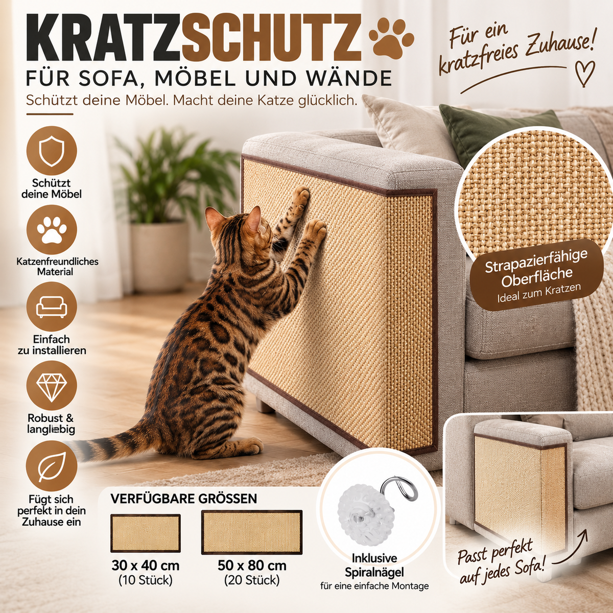 Kratzschutz für Sofa und Möbel