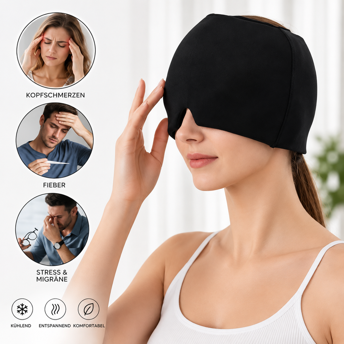Kühlende Gelmaske für Kopf und Augen