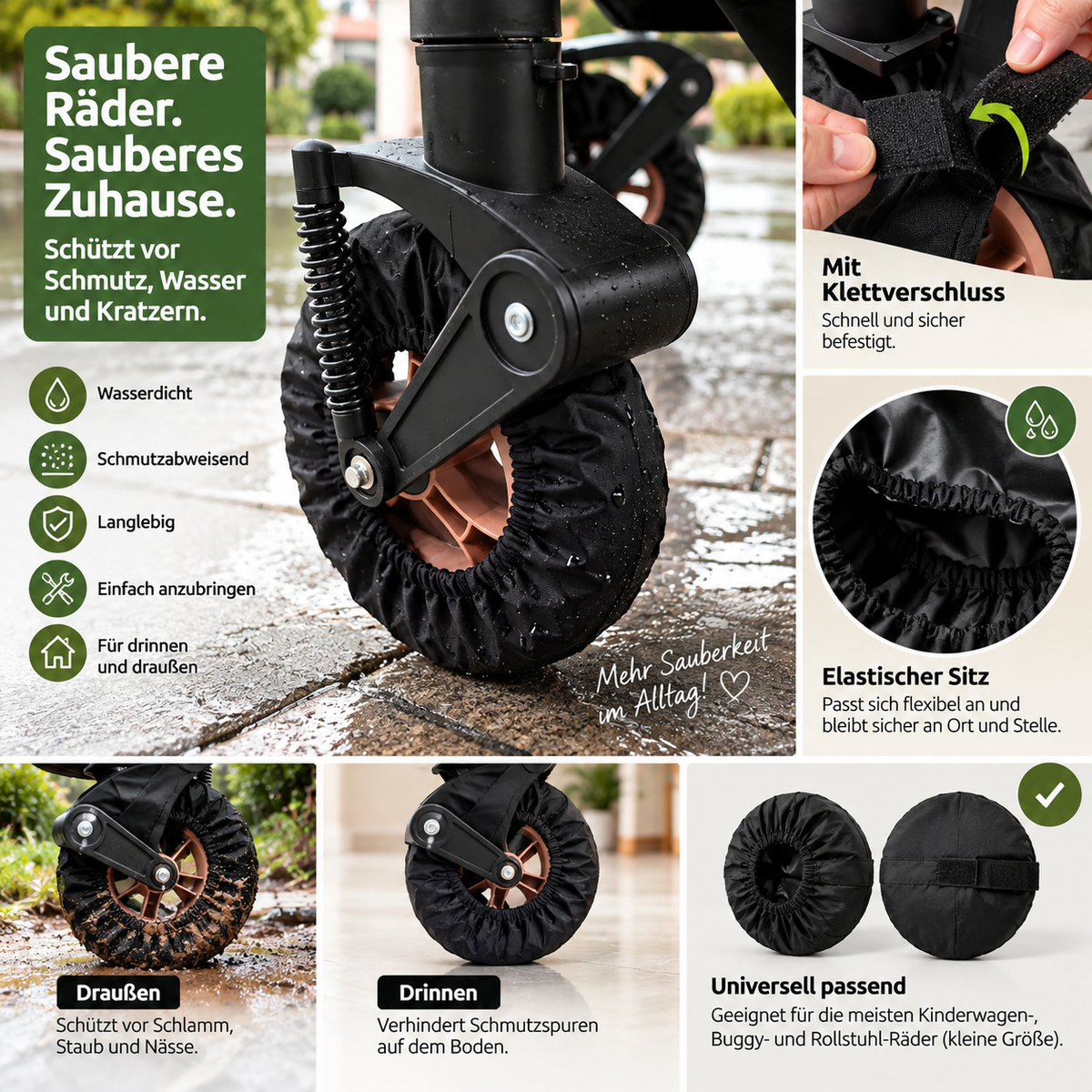 Wasserdichte Kinderwagen-Radschutzhüllen
