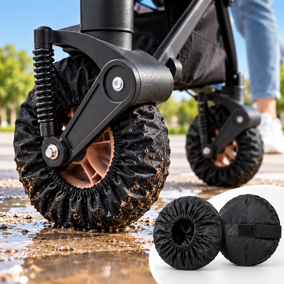 Wasserdichte Kinderwagen-Radschutzhüllen