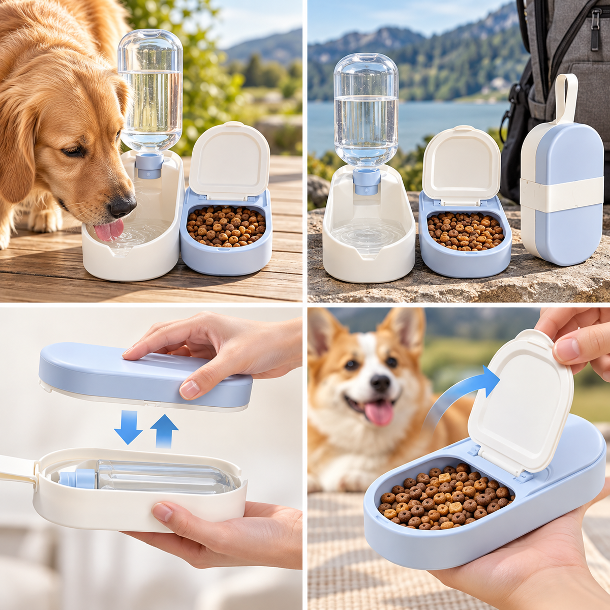 2-in-1 Futter- und Wasserspender für Hunde und Katzen