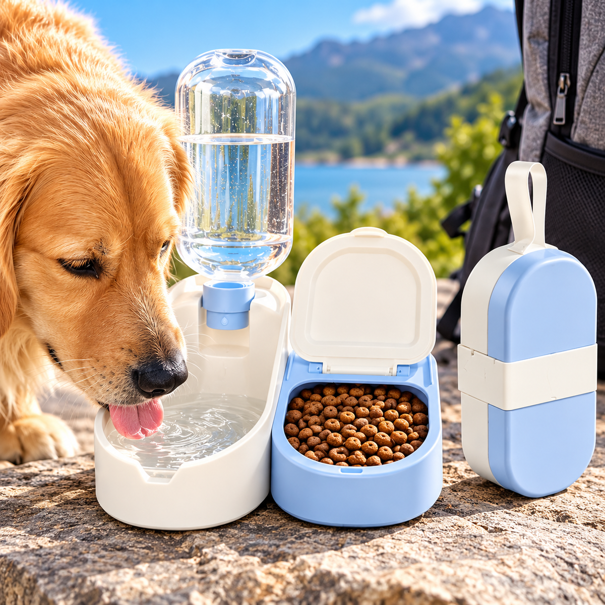2-in-1 Futter- und Wasserspender für Hunde und Katzen