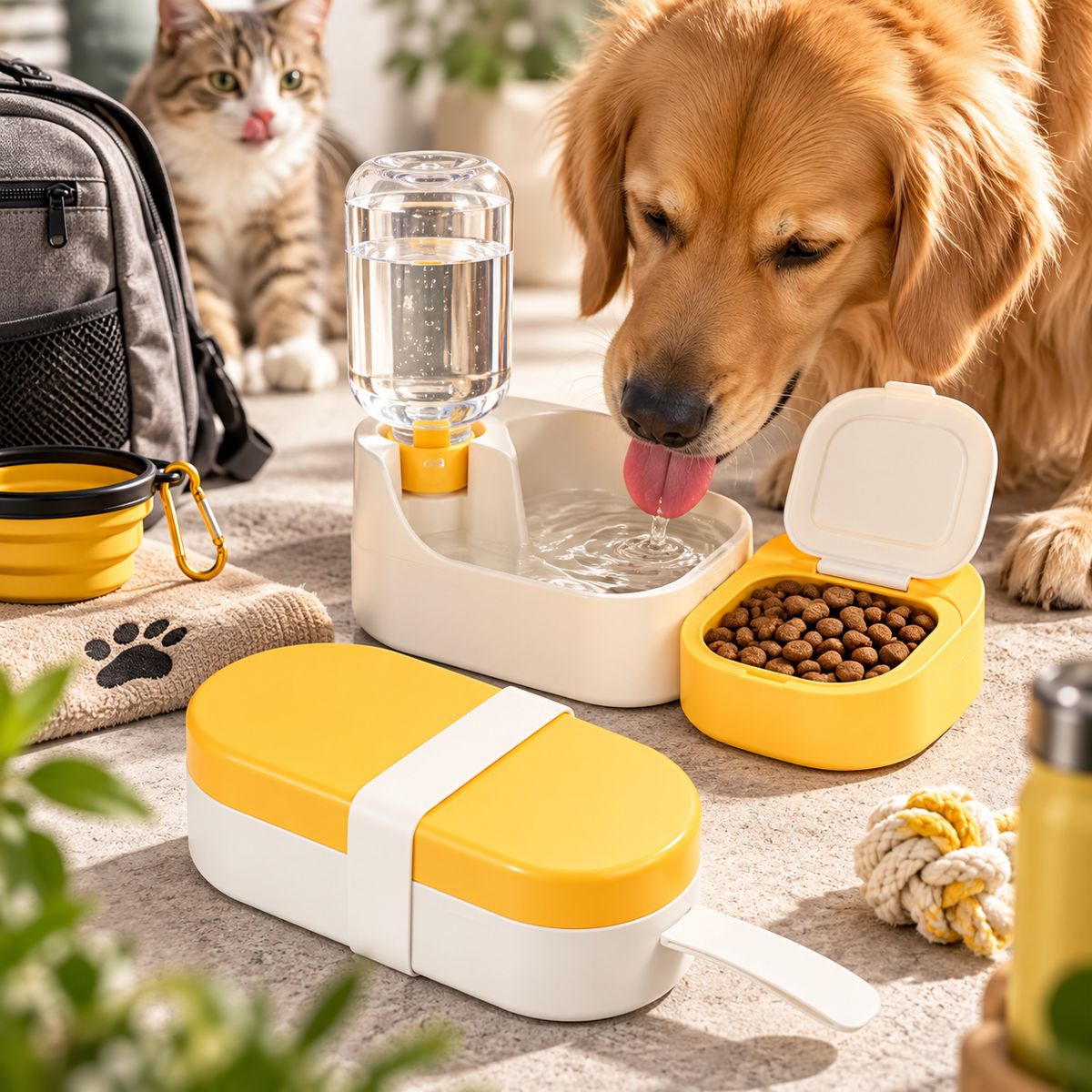 2-in-1 Futter- und Wasserspender für Hunde und Katzen