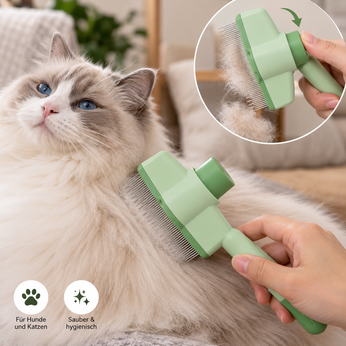 Selbstreinigende Fellbürste für Hunde & Katzen