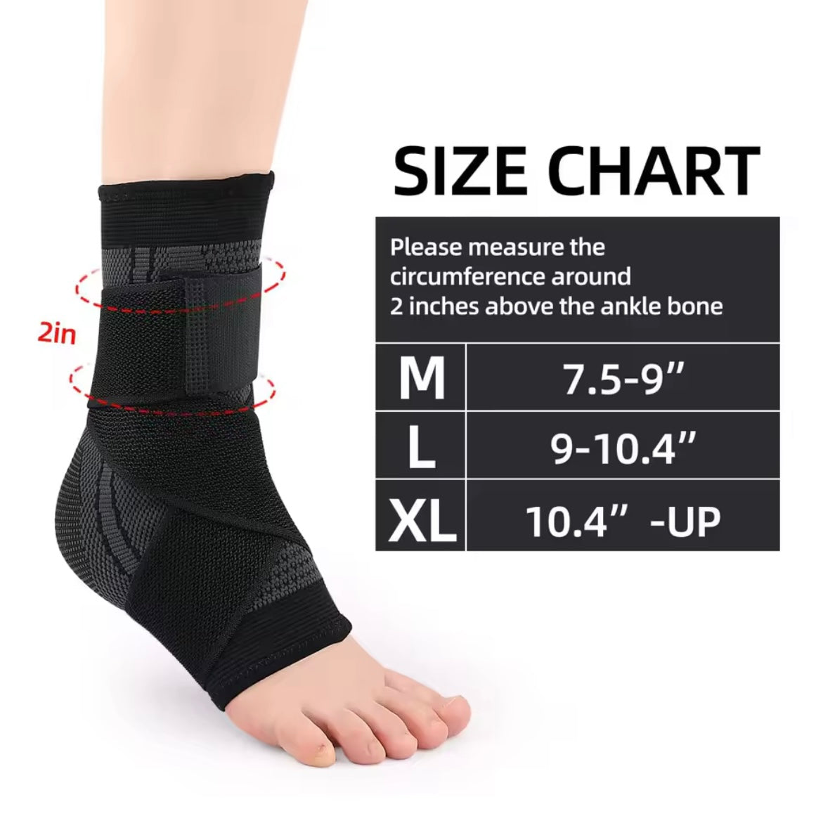 Knöchelbandage mit verstellbaren Stützbändern