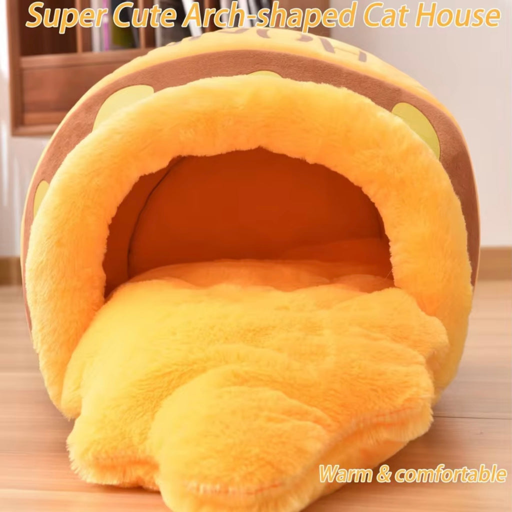 Kuscheliges Katzenbett im Honigtopf-Design